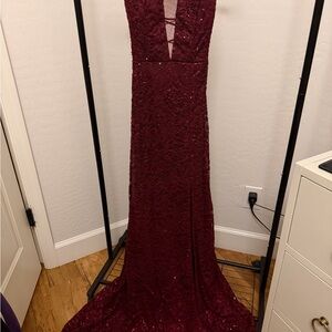 B Darlin Burgundy Formal Dress